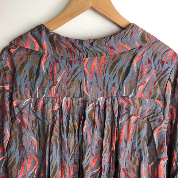 UMGEE Printed Collared Ruffle Bell Sleeve Dress - Picture 9 of 12